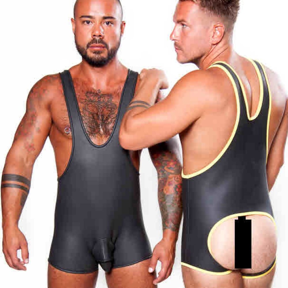 Rough Trade Neoprene Singlet, Open Rear, Pouch Opens, XL, Black, Fetish, New